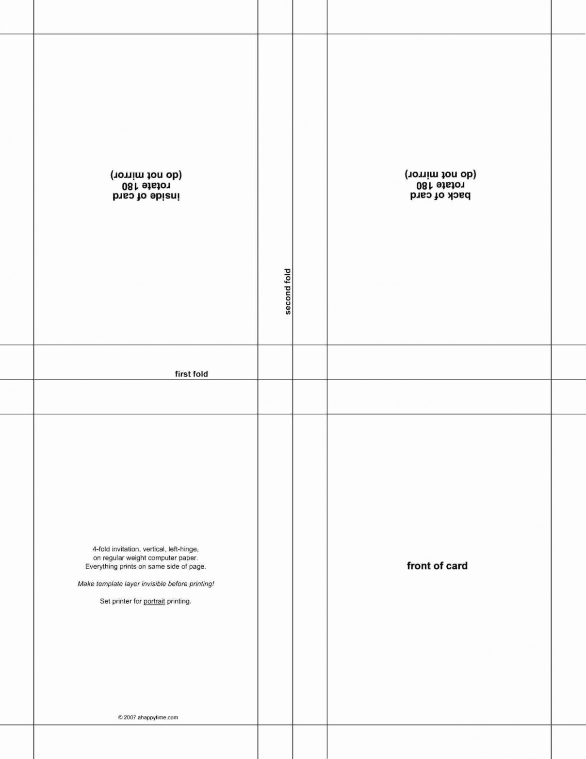 The awesome Quarter Fold Birthday Card Template For Quarter Fold