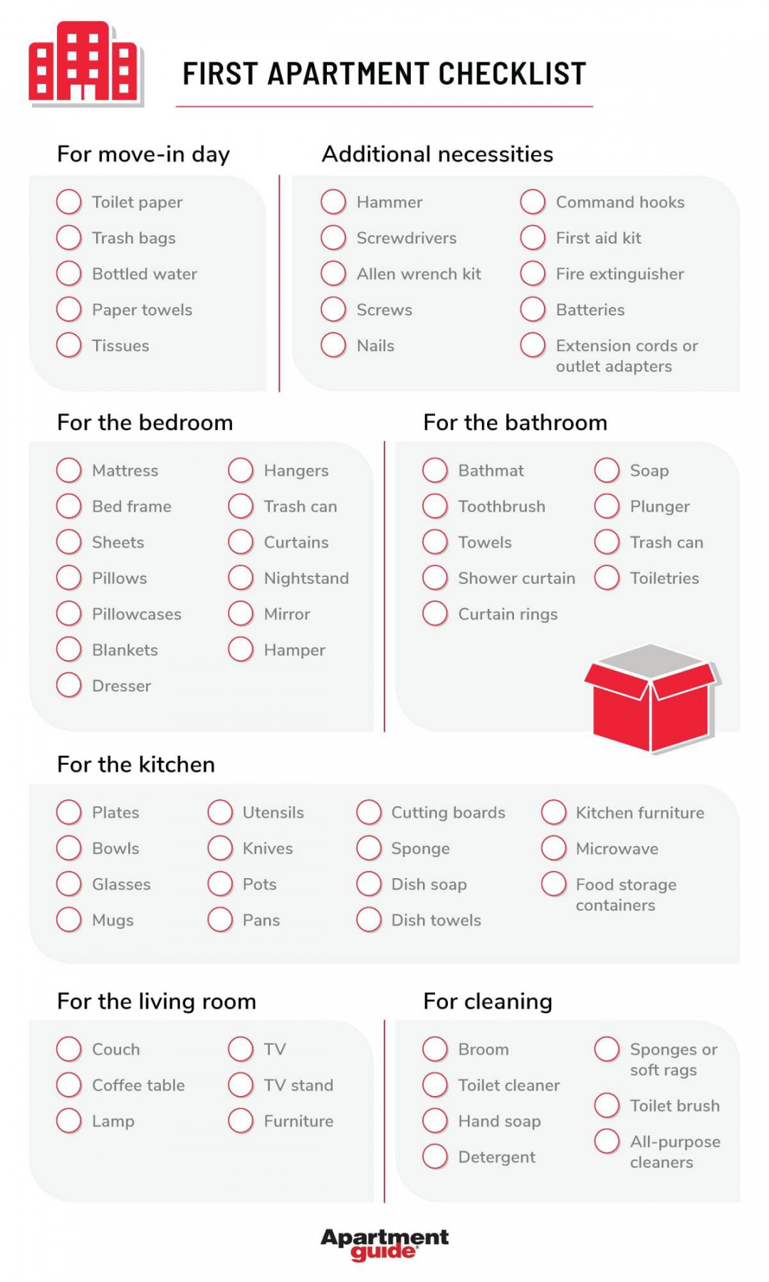 The Ultimate First Apartment Checklist  ApartmentGuide