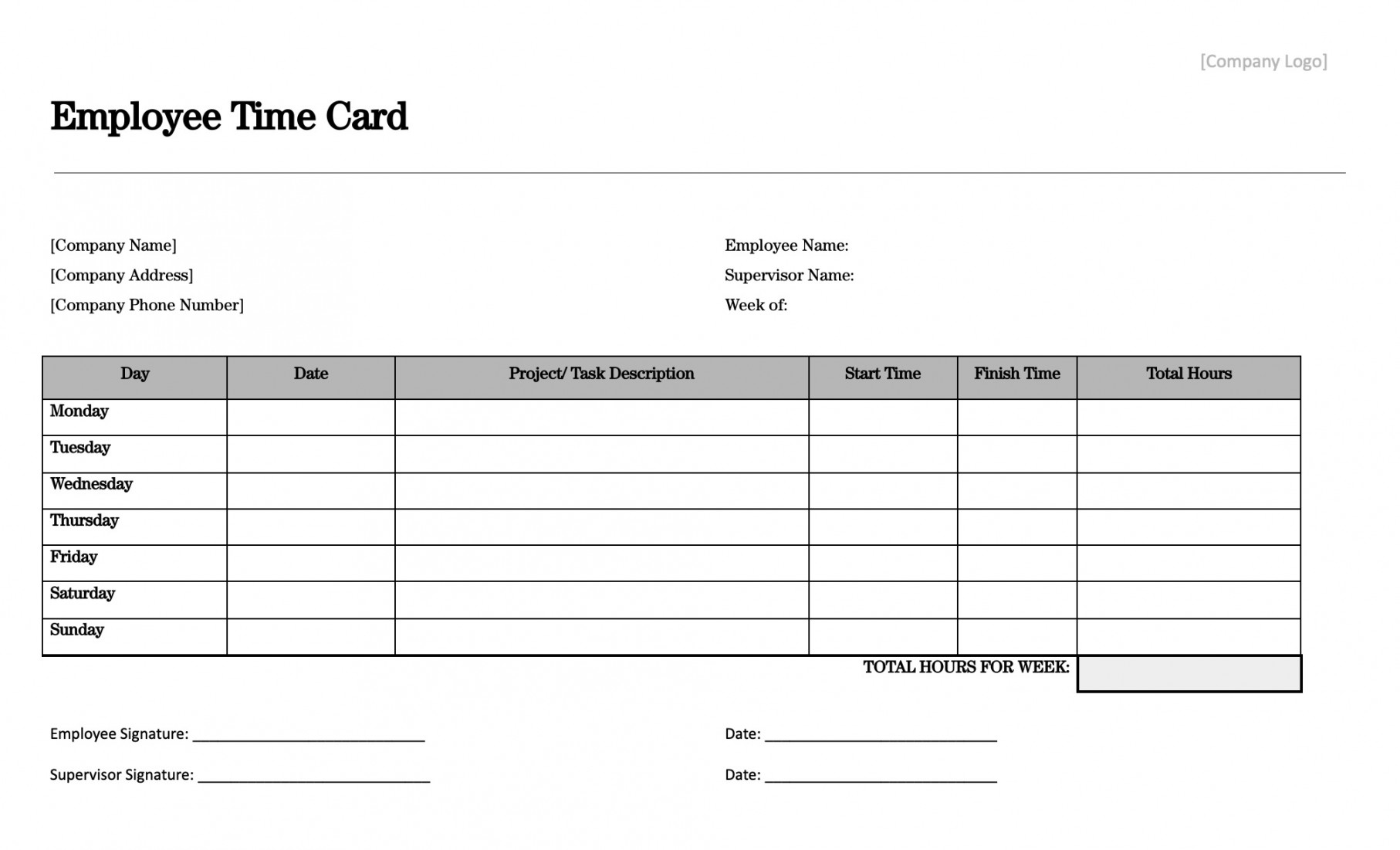 Time Card Templates: Download & Print for Free!