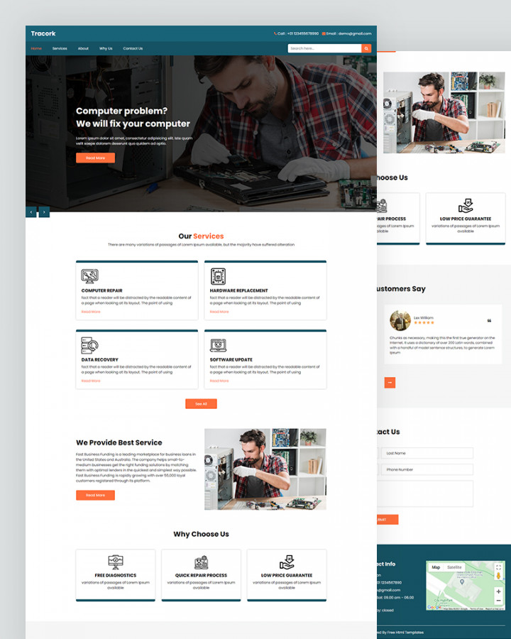 Tracork – Computer Repair Website Template Free