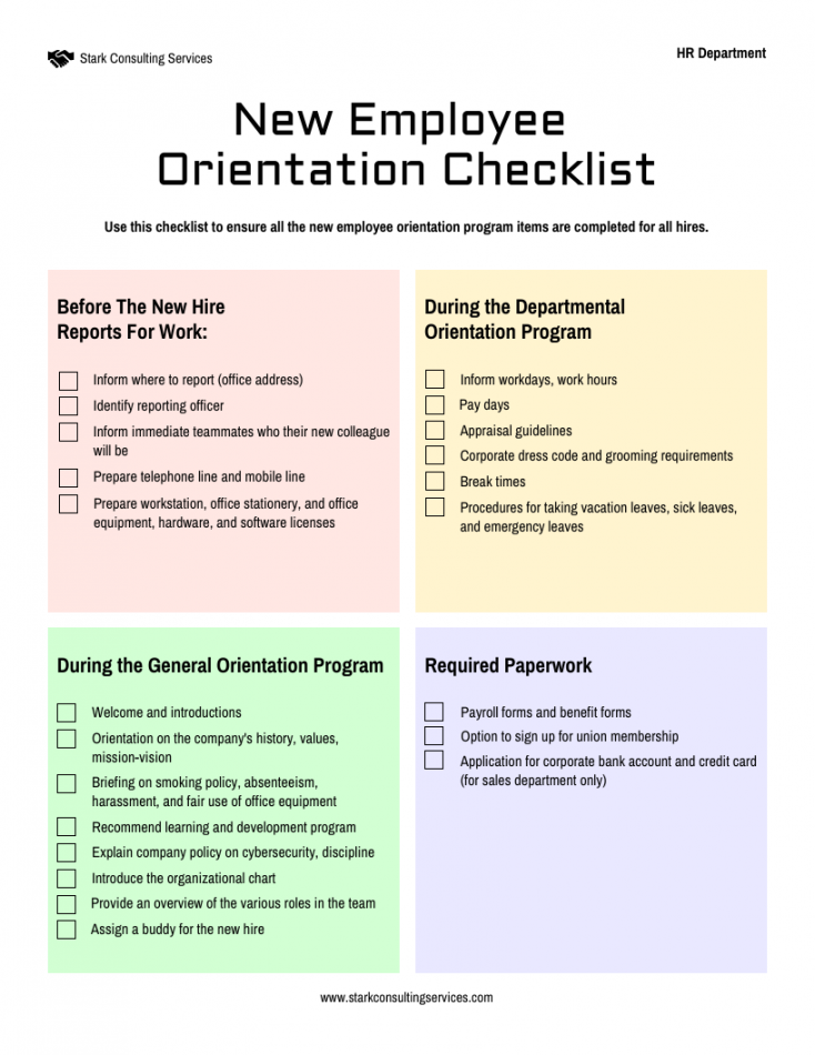 Virtual New Employee Orientation Checklist - Venngage