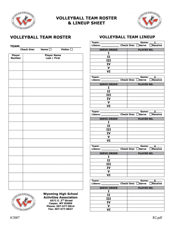 Volleyball Lineup Forms - Fill Online, Printable, Fillable, Blank