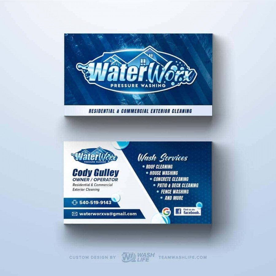 Waterworx Pressure Washing Business Cards - Team Wash Life