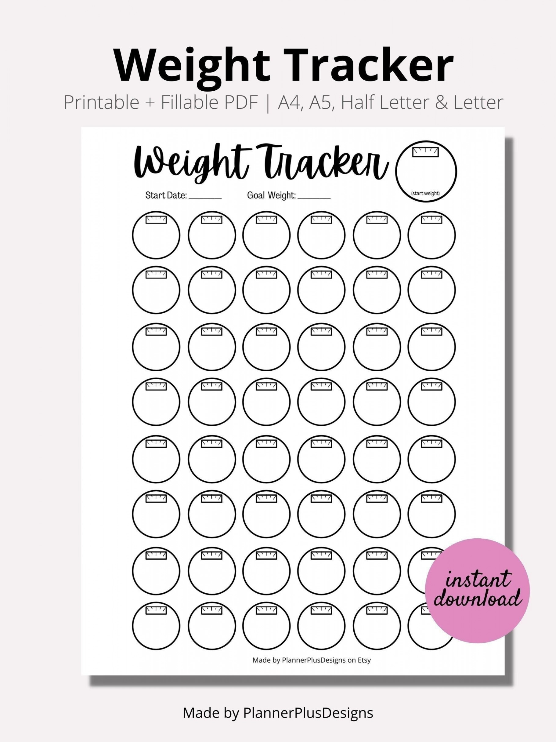 Weight Loss Tracker Journal Printable Weight Loss Chart - Etsy