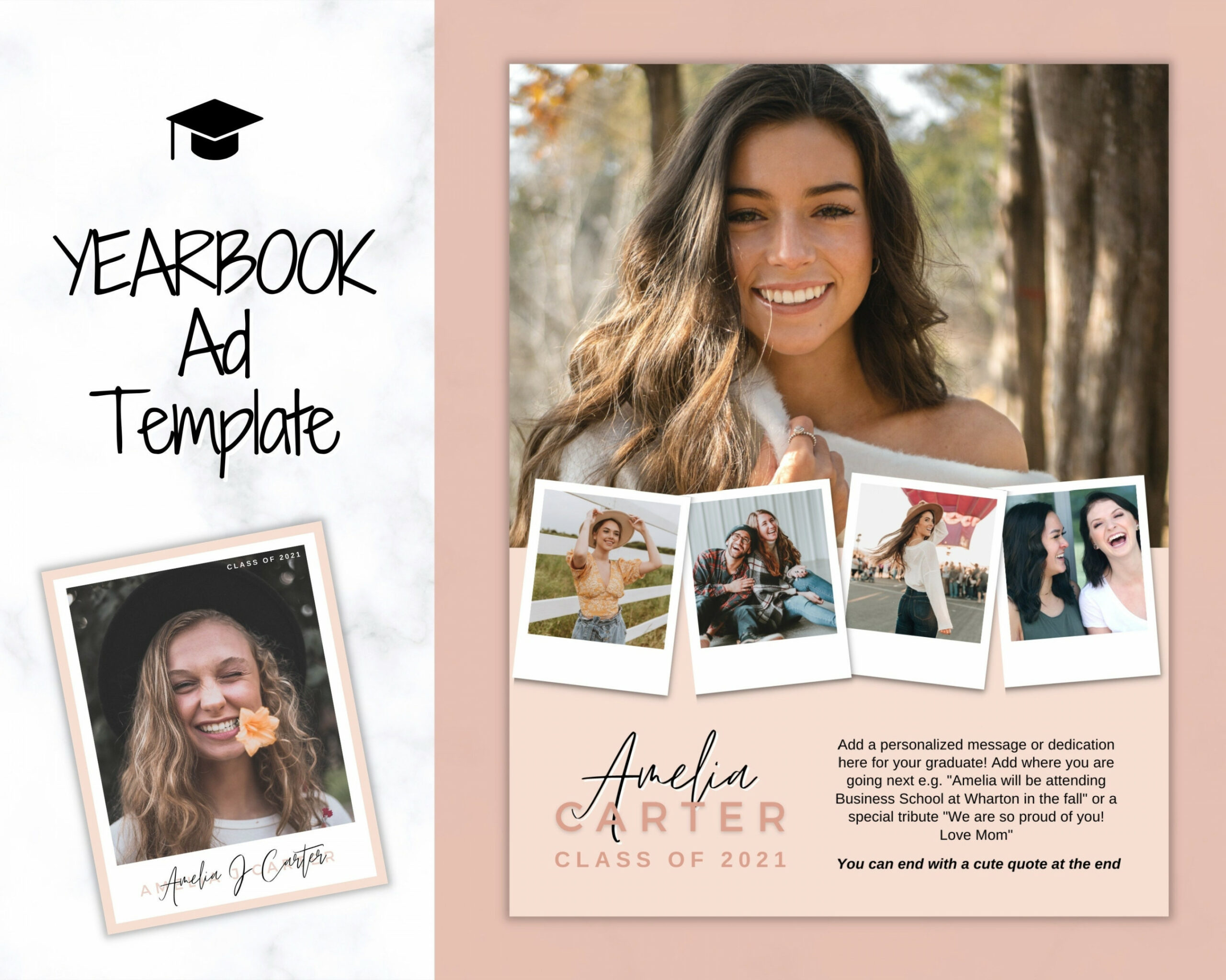 Yearbook AD Template Senior & High School Graduation Grad - Etsy