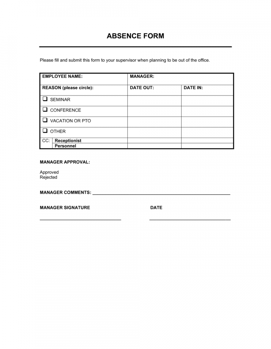 Absence Form Template  Business-in-a-Box™