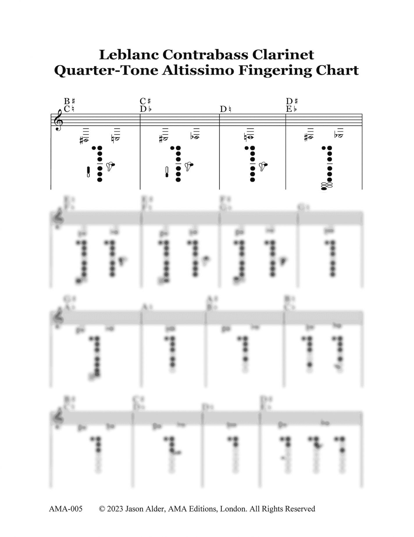 Alder, Jason_Contrabass Clarinet Quarter-Tone & Altissimo Fingering Chart