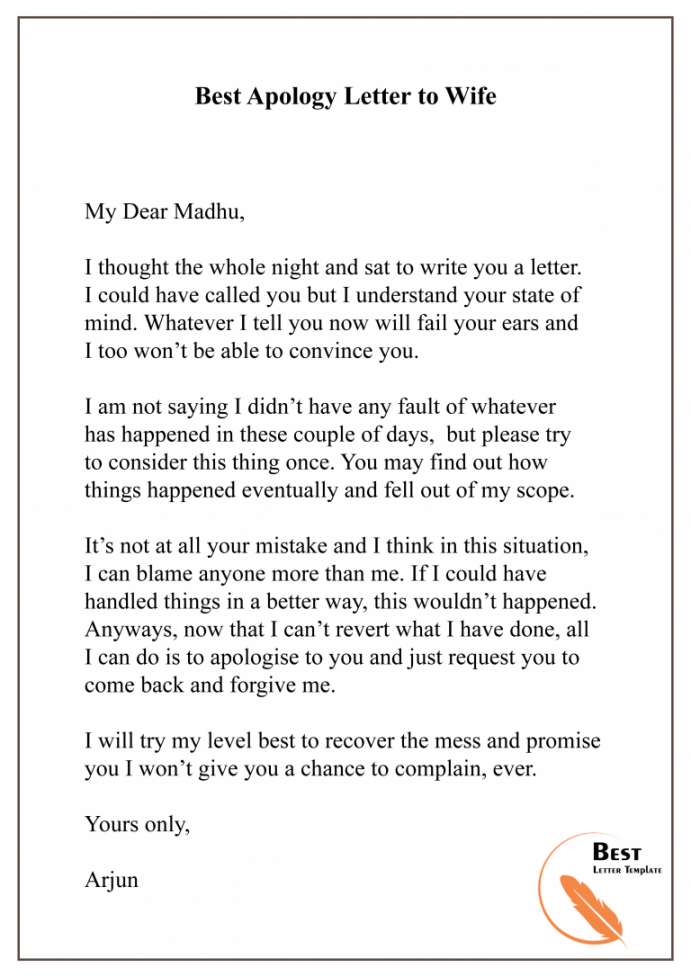 Apology Letter Template to Wife – Sample & Example  Apology