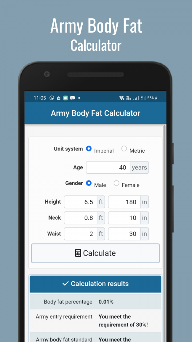 Army Body Fat Calculator:Amazon