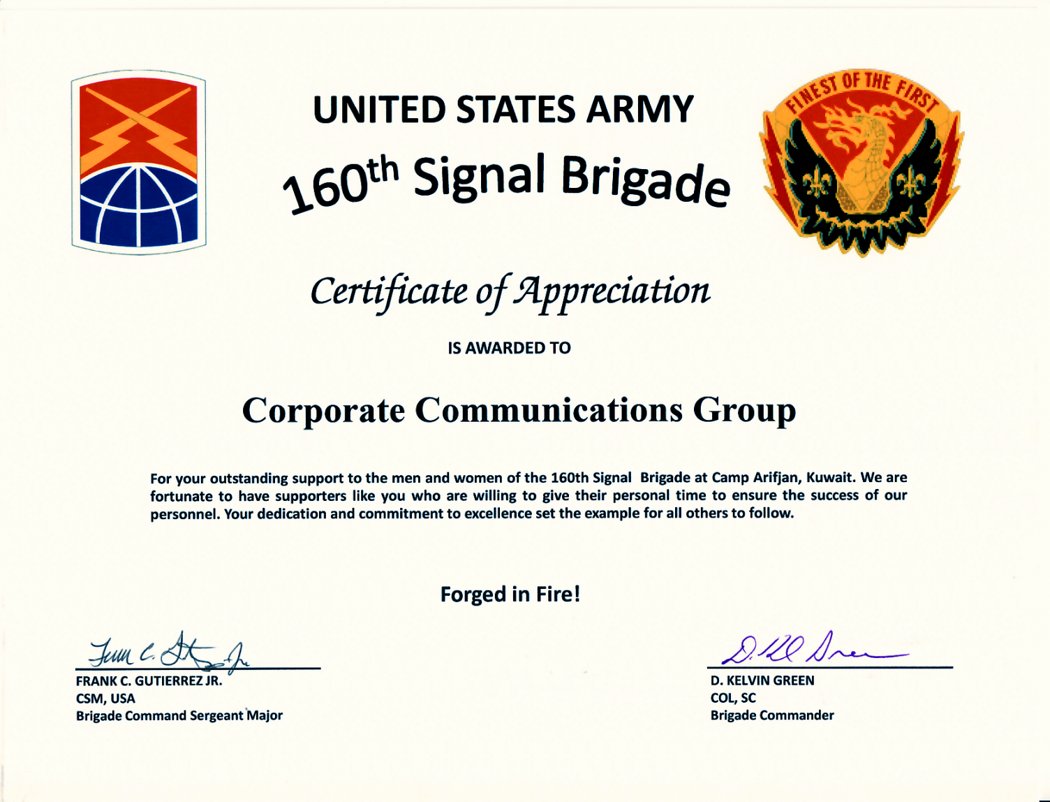 Army Certificate Of Appreciation Template  Certificate of