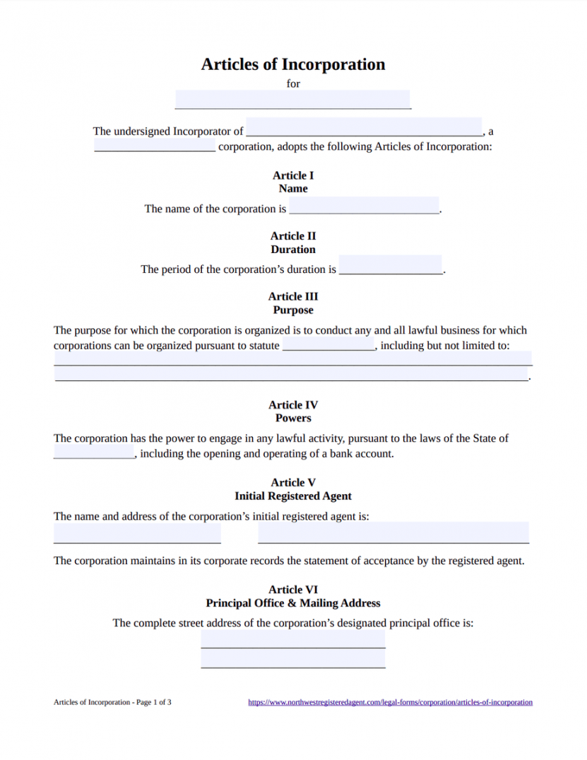 Articles of Incorporation  Requirements, PDF Template & More