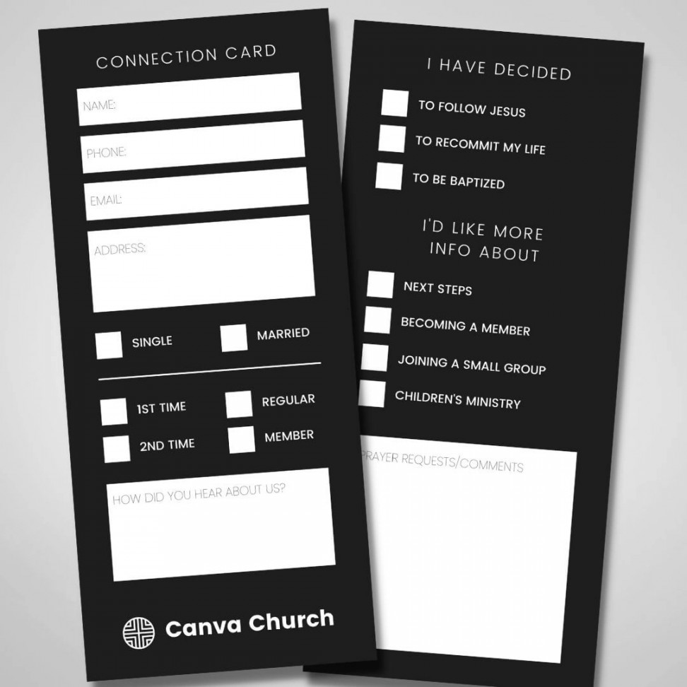 B&W Connection Card - Church Canva Templates