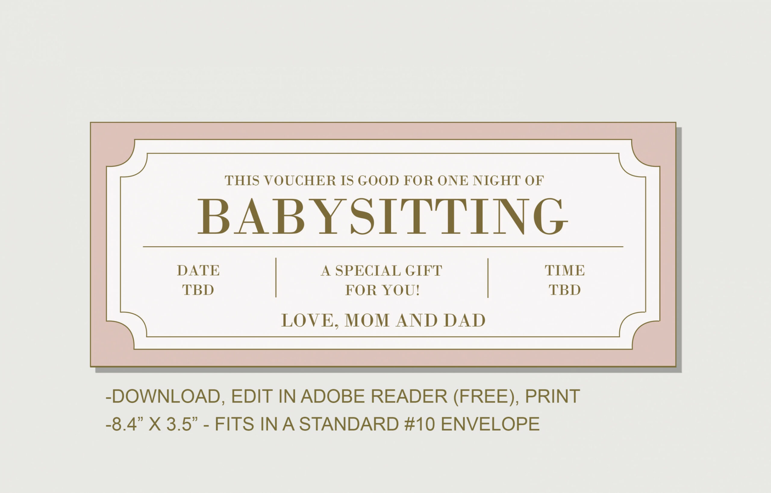 Babysitting Coupon INSTANT DOWNLOAD EDITIERBAR Text - Etsy