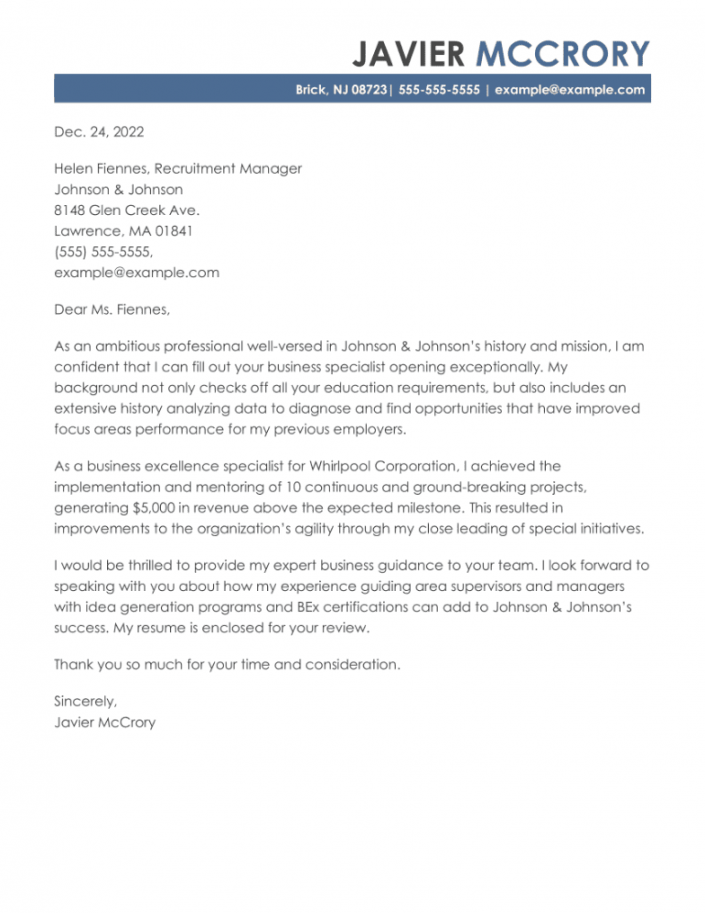 Best Business Cover Letter Examples in