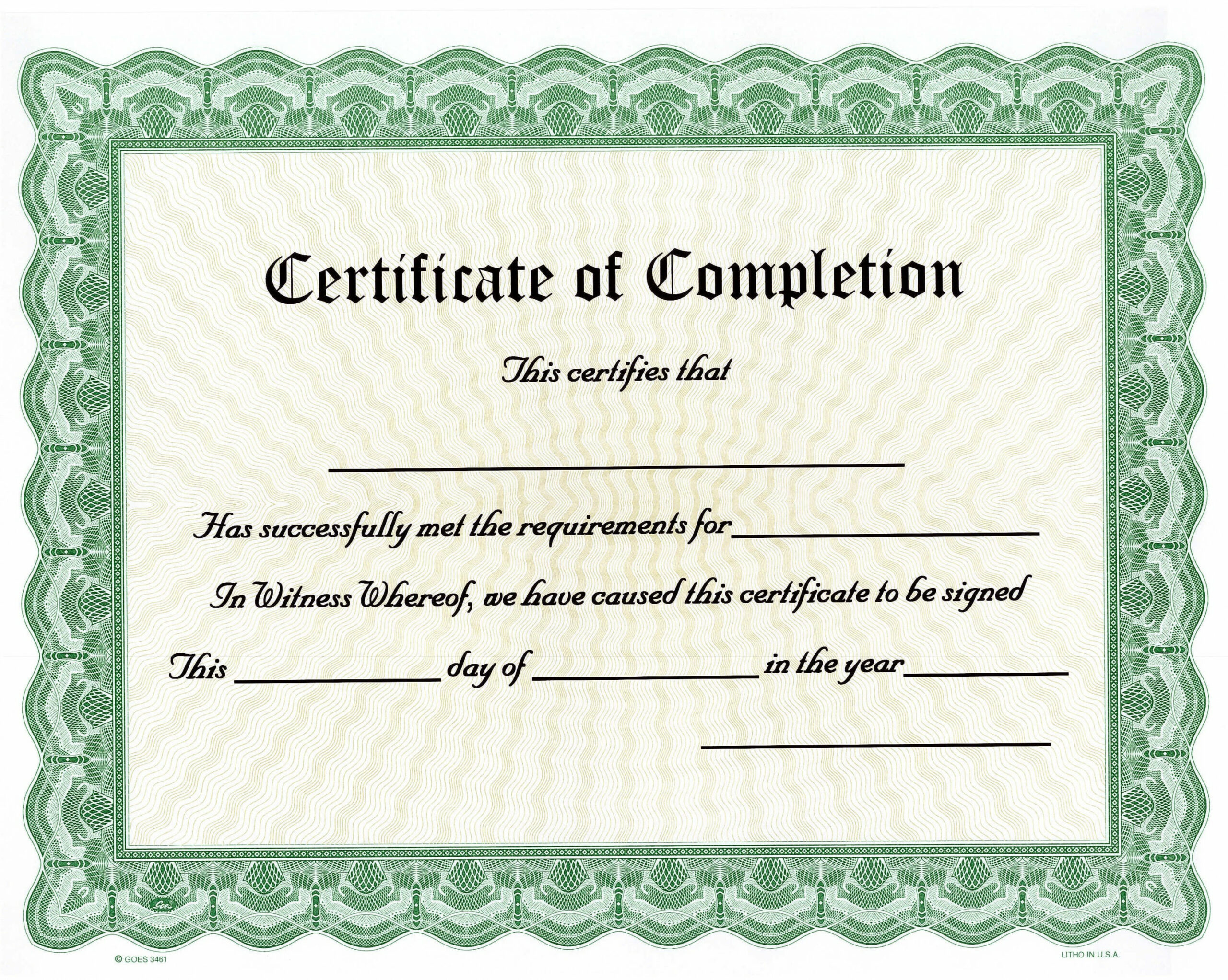 Blank Award Certificates  Completion (Pack of )