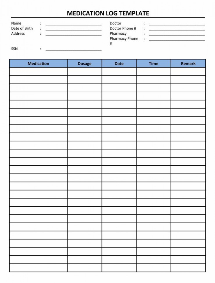 Blank Printable Medication Chart  Medication chart printable