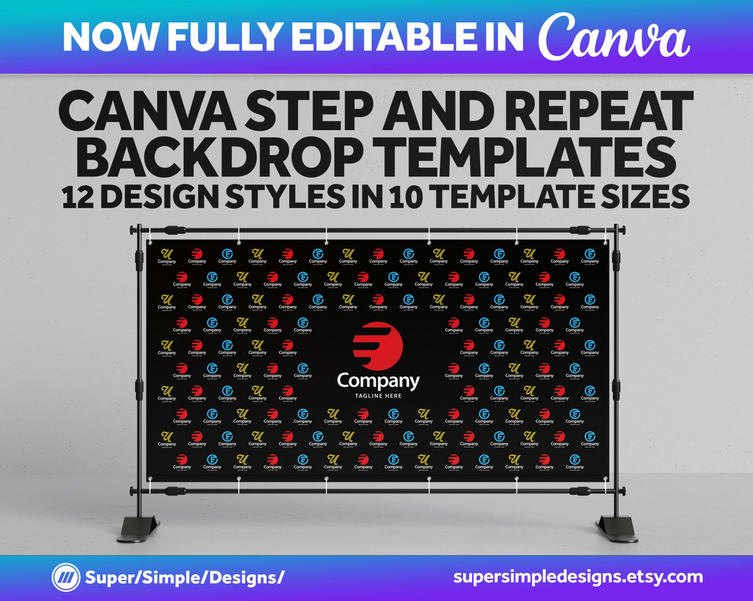 Canva Step and Repeat Backdrop Templates in  Designs &  - Etsy