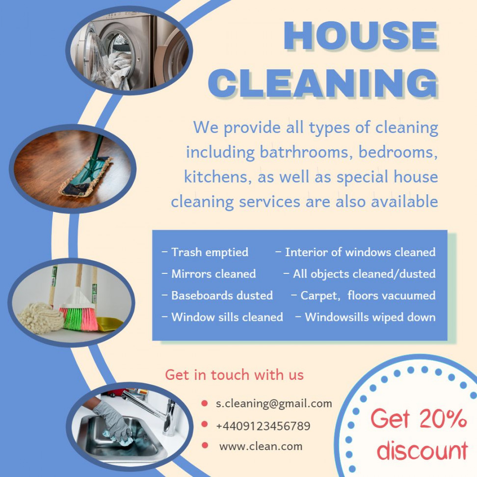 Cleaning Service Ad Sample  Cleaning service flyer, Clean house