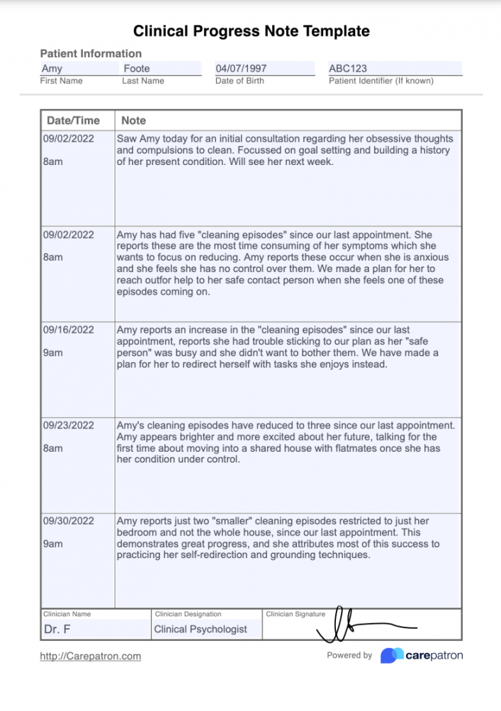 Clinical Progress Notes Template & Example  Free PDF Download