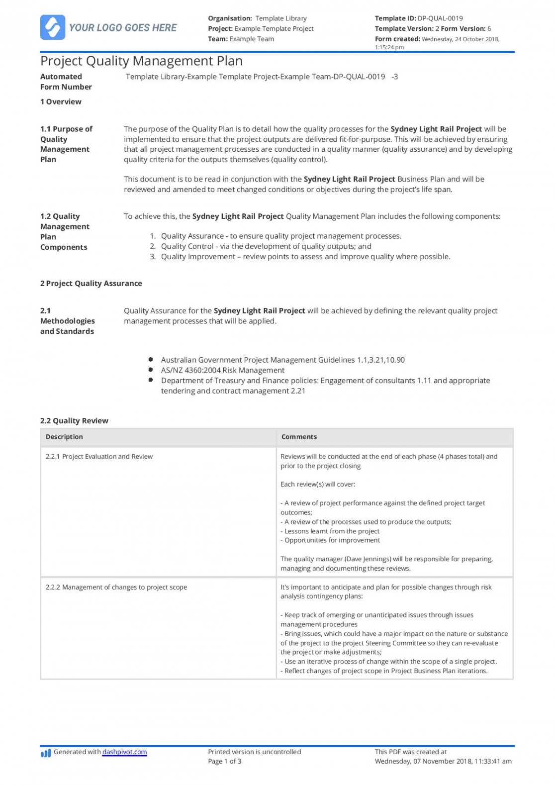 Construction Quality Management Plan [Free and customisable template]