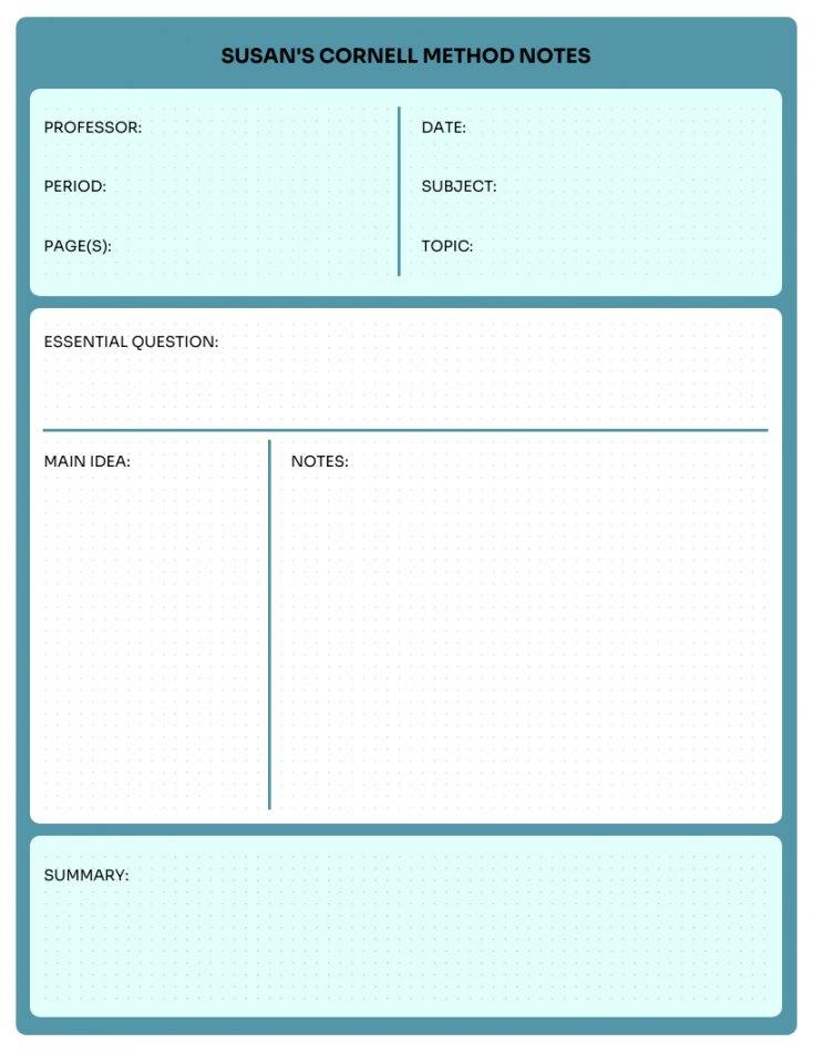 Cornell Notes Template - Venngage