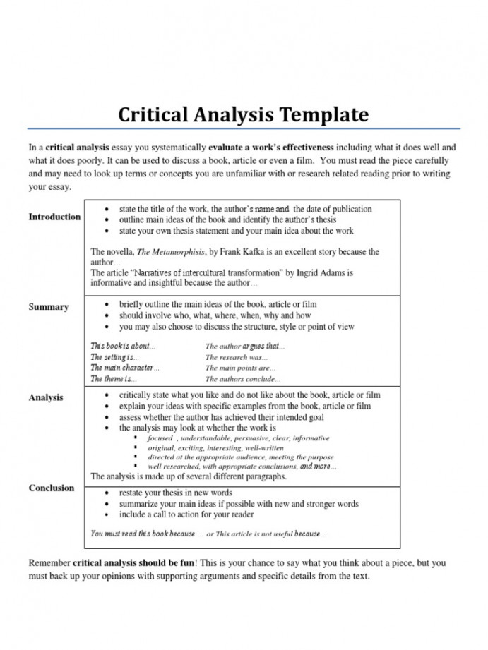 Critical Analysis Template  PDF