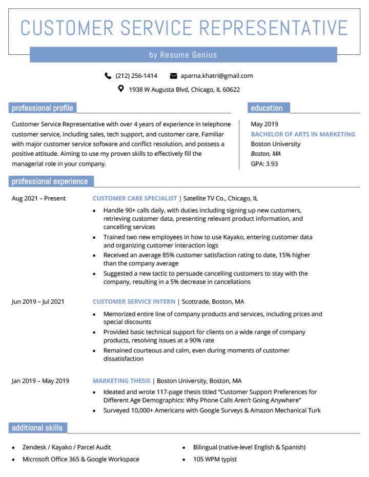 Customer Service Resume Examples for  - Resume Genius