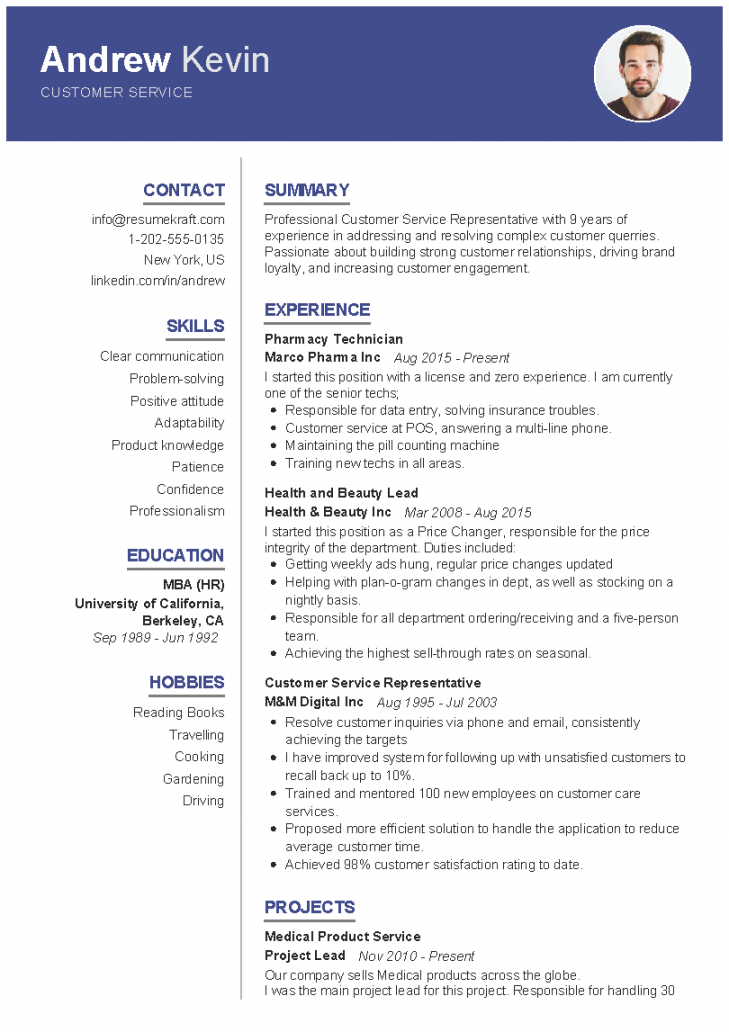 Customer Service Resume Sample  PDF Download - ResumeKraft