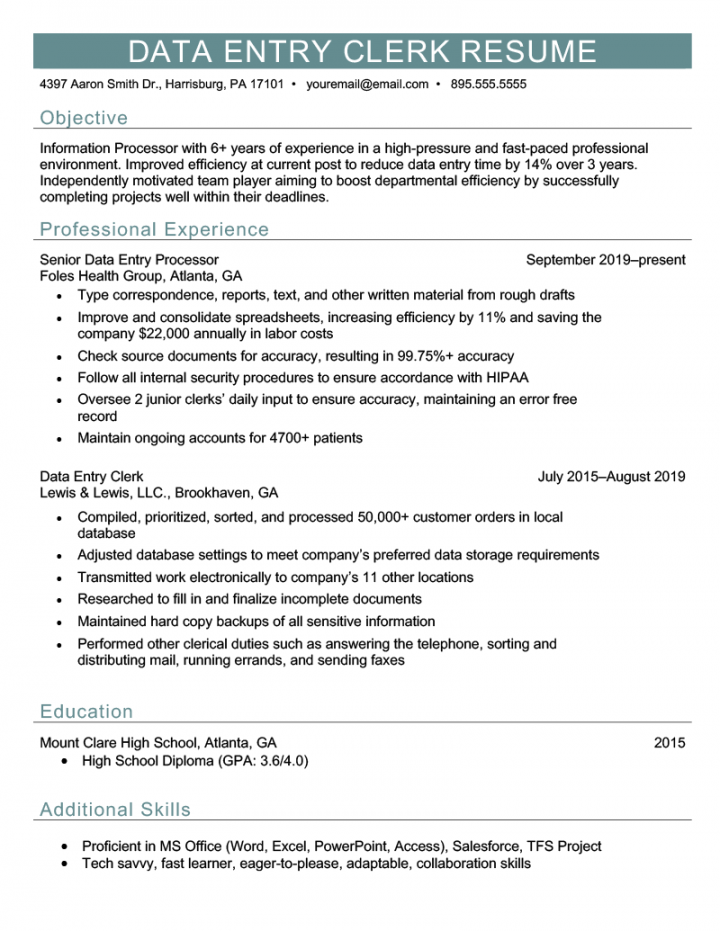 Data Entry Resume [Sample & How to Write]  Resume Genius