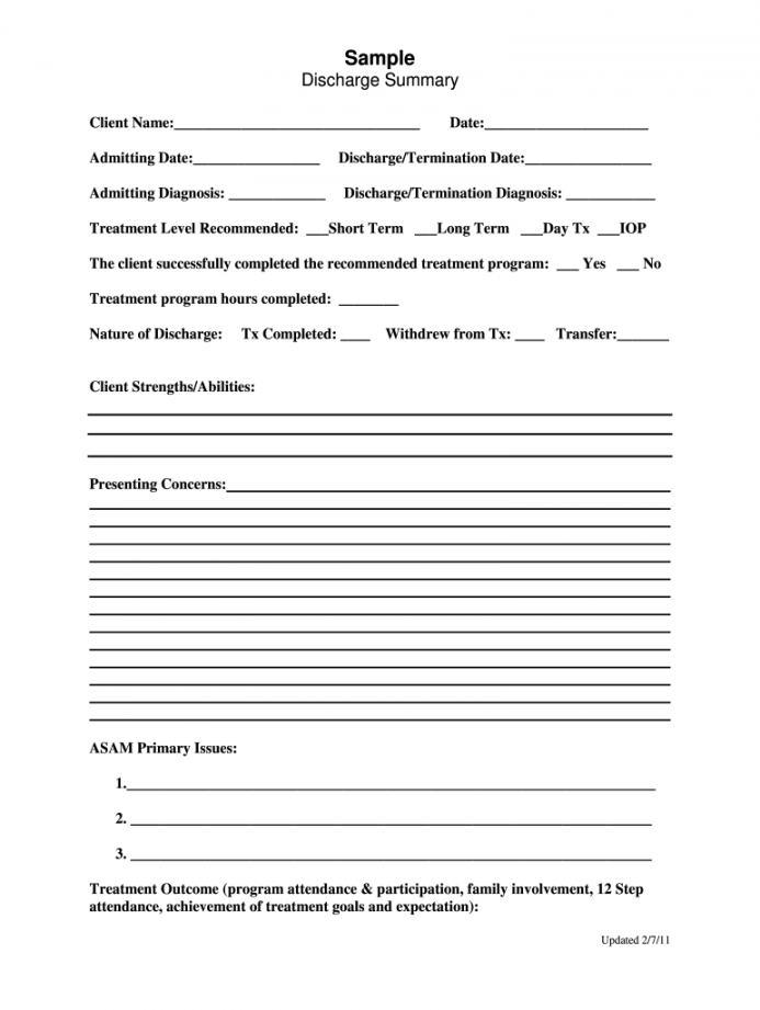 Discharge Summary Template - Fill Online, Printable, Fillable