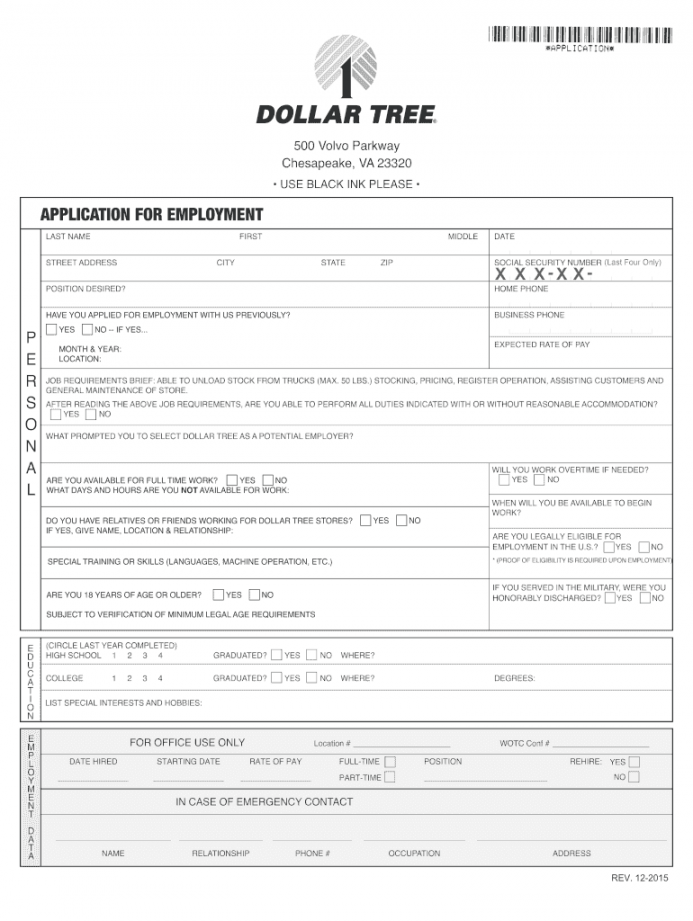 Dollar tree application: Fill out & sign online  DocHub