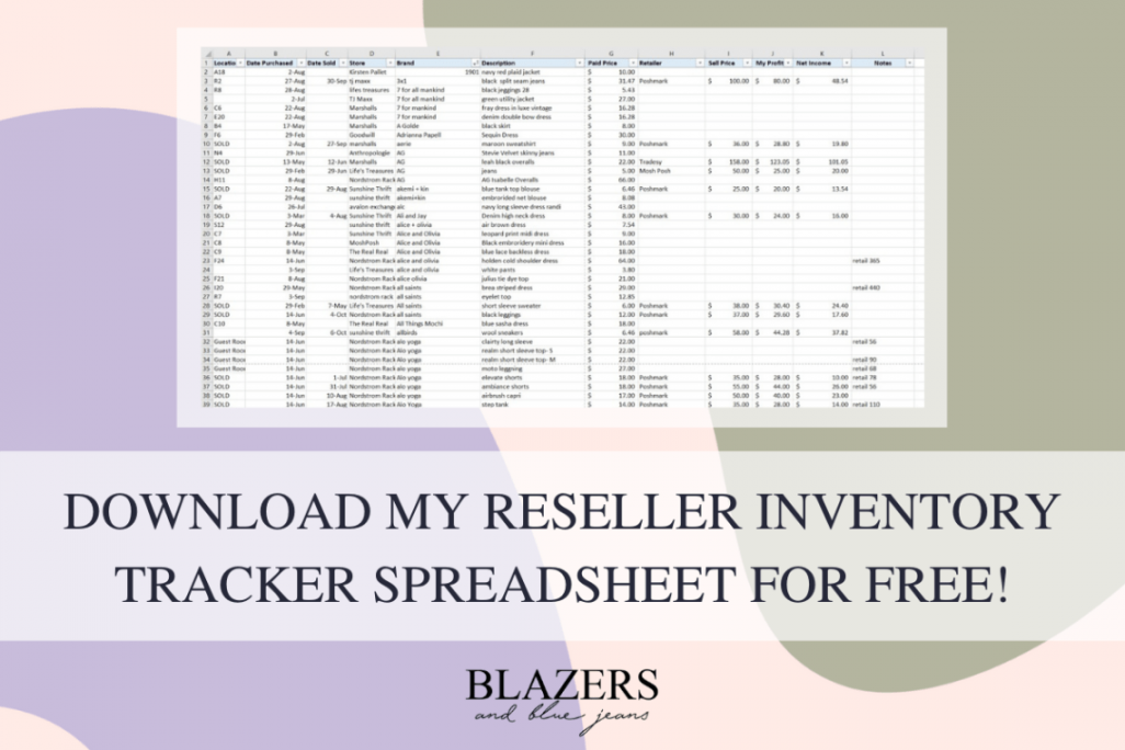 Download My Free Reseller Inventory Tracker Spreadsheet! - Blazers