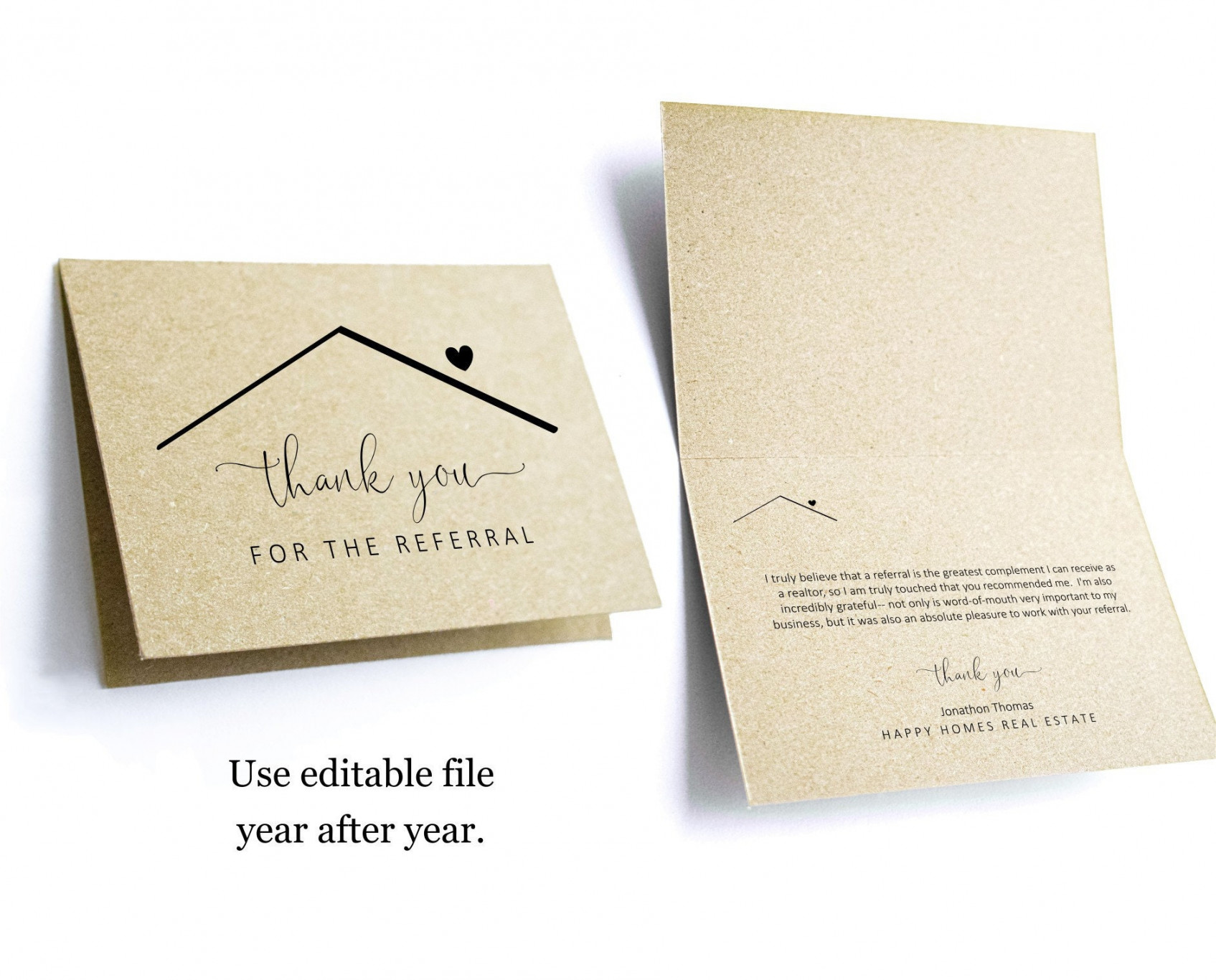 Editable Home Referral Thank You Card Template Printable - Etsy