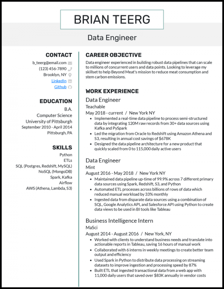 Engineering Resume Examples for