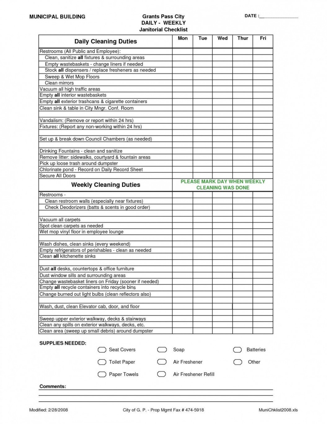 Explore Our Sample of Dental Office Cleaning Schedule Template for