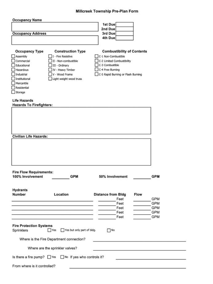 Fire Department Pre Plan Template - Fill Online, Printable