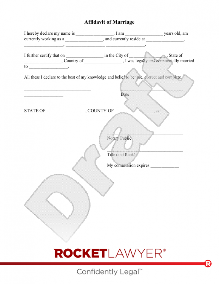 Free Affidavit of Marriage: Make & Download - Rocket Lawyer