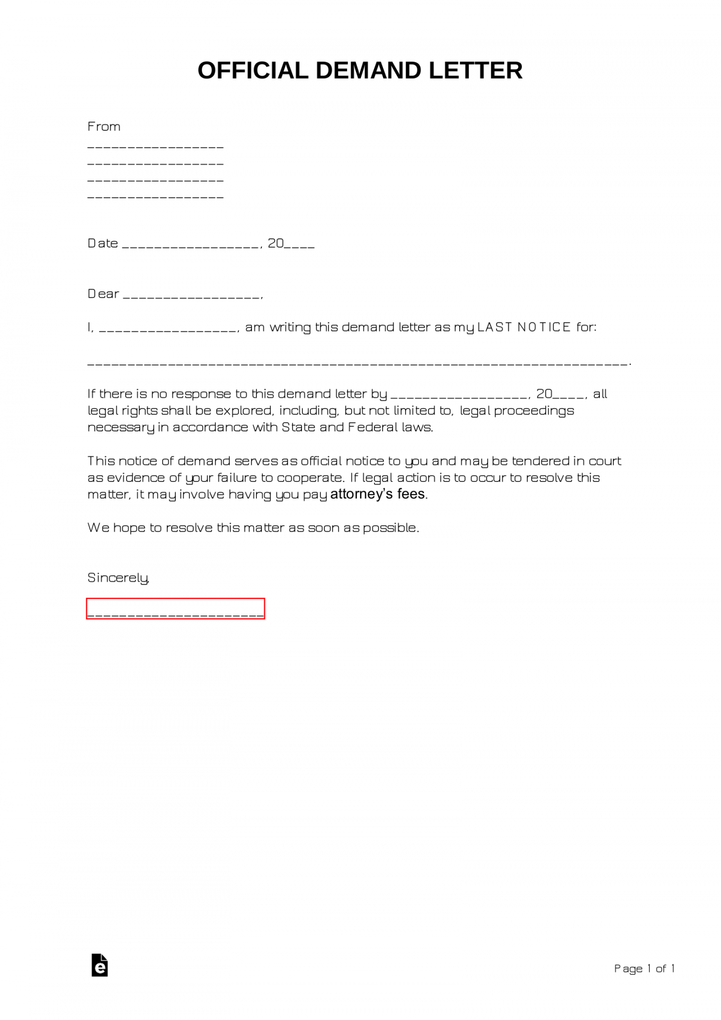 Free Demand Letter Templates () - with Samples - PDF  Word – eForms