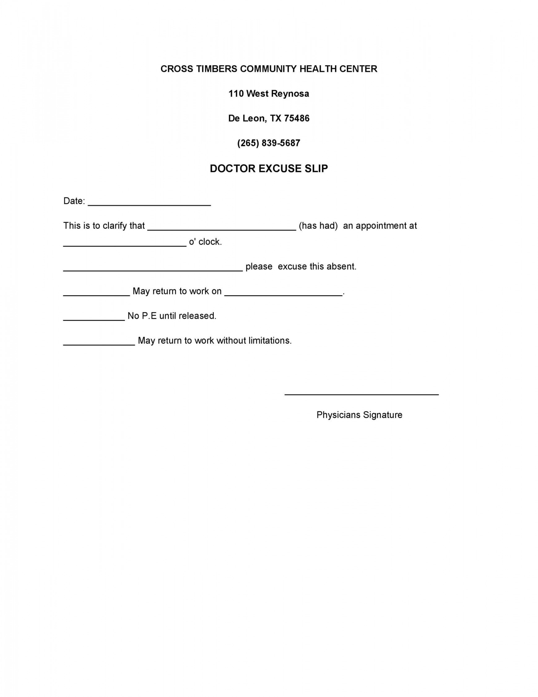 Free Doctor Note Templates [for Work or School]