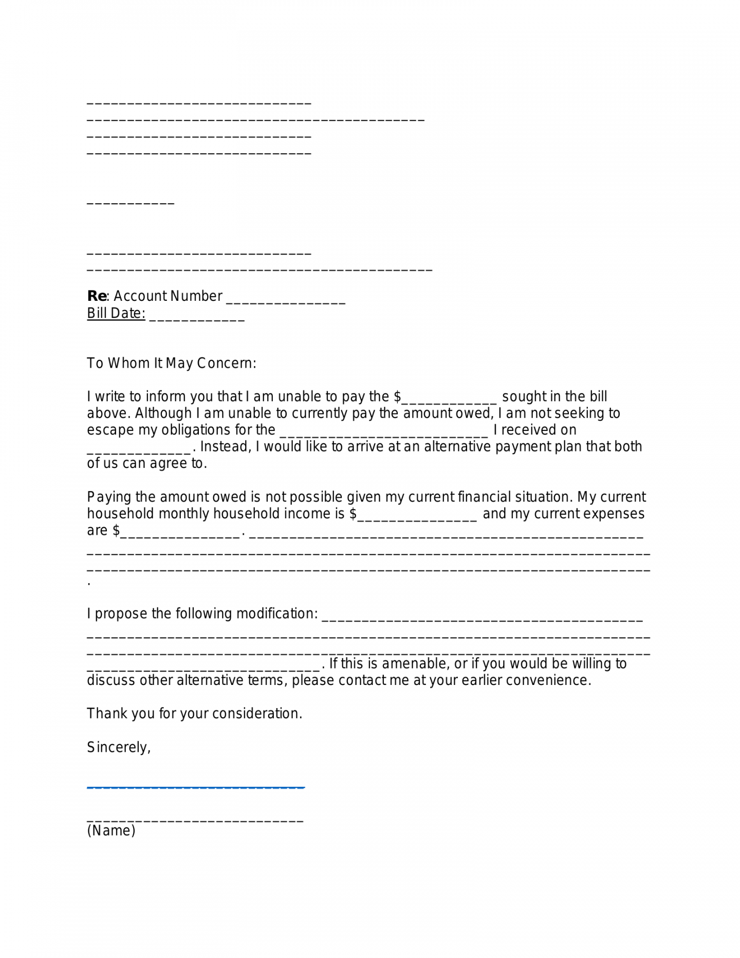 Free Financial Hardship Letters – Samples - PDF  Word – eForms