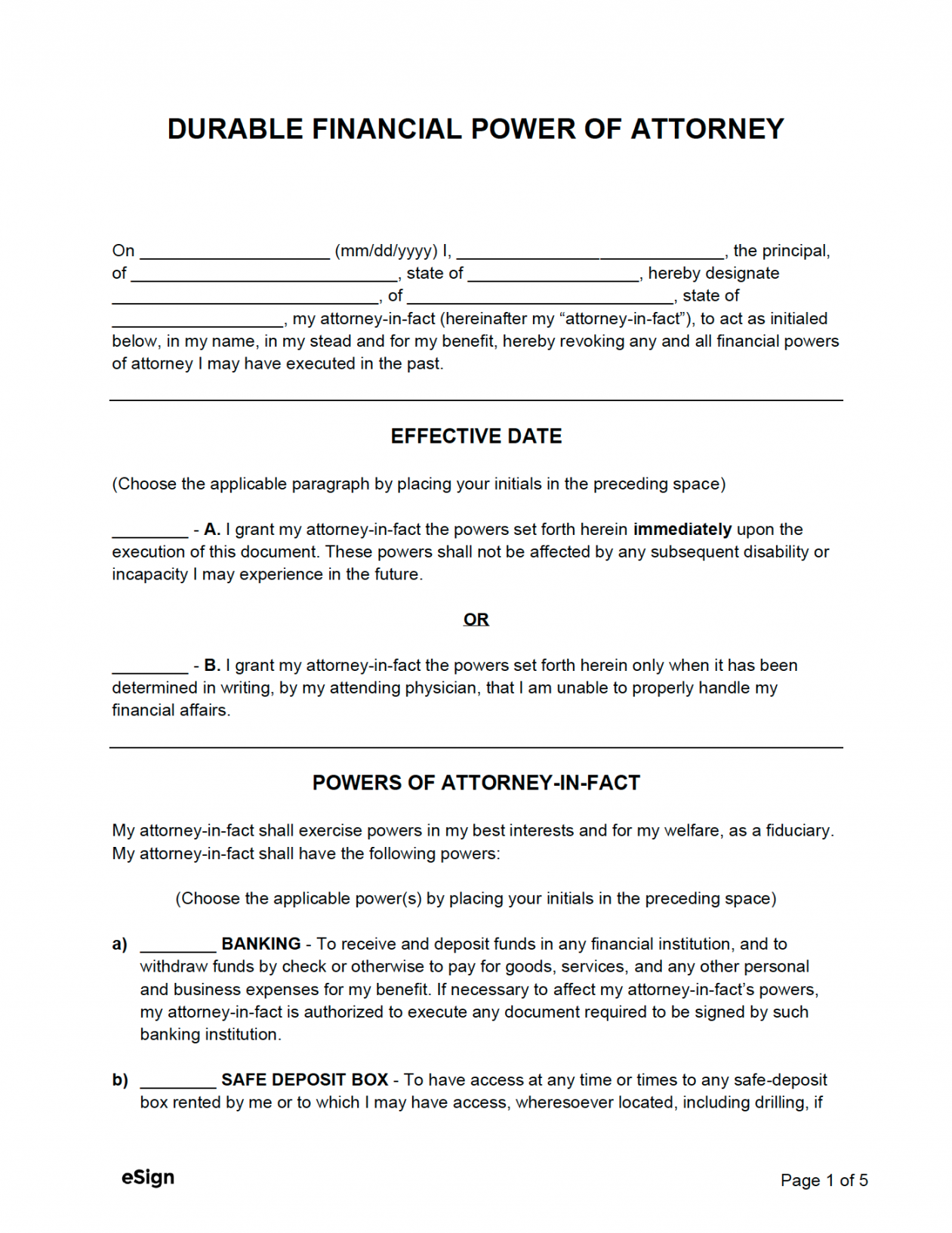 Free Power of Attorney Forms  PDF  Word