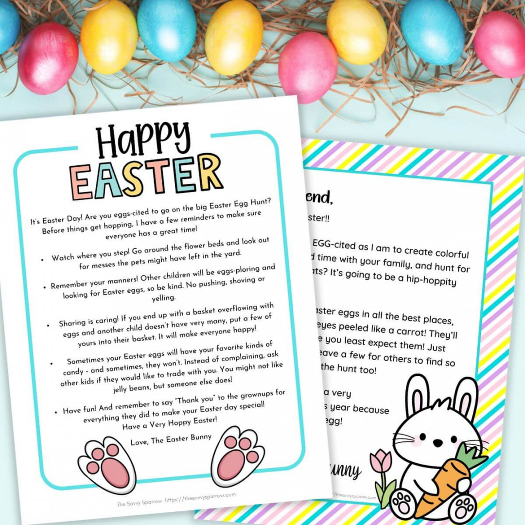 Free Printable Easter Bunny Letter -  Letter Templates for Kids!