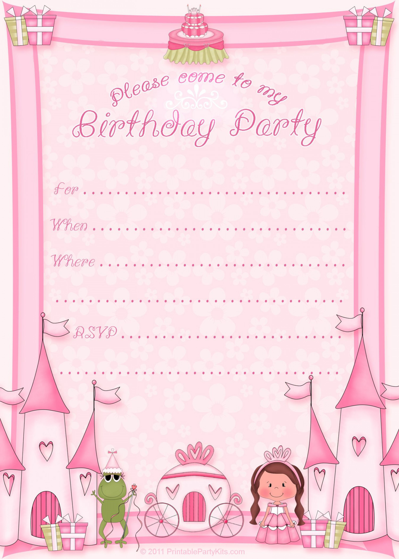 Free Printable Princess Birthday Party Invitations  Birthday