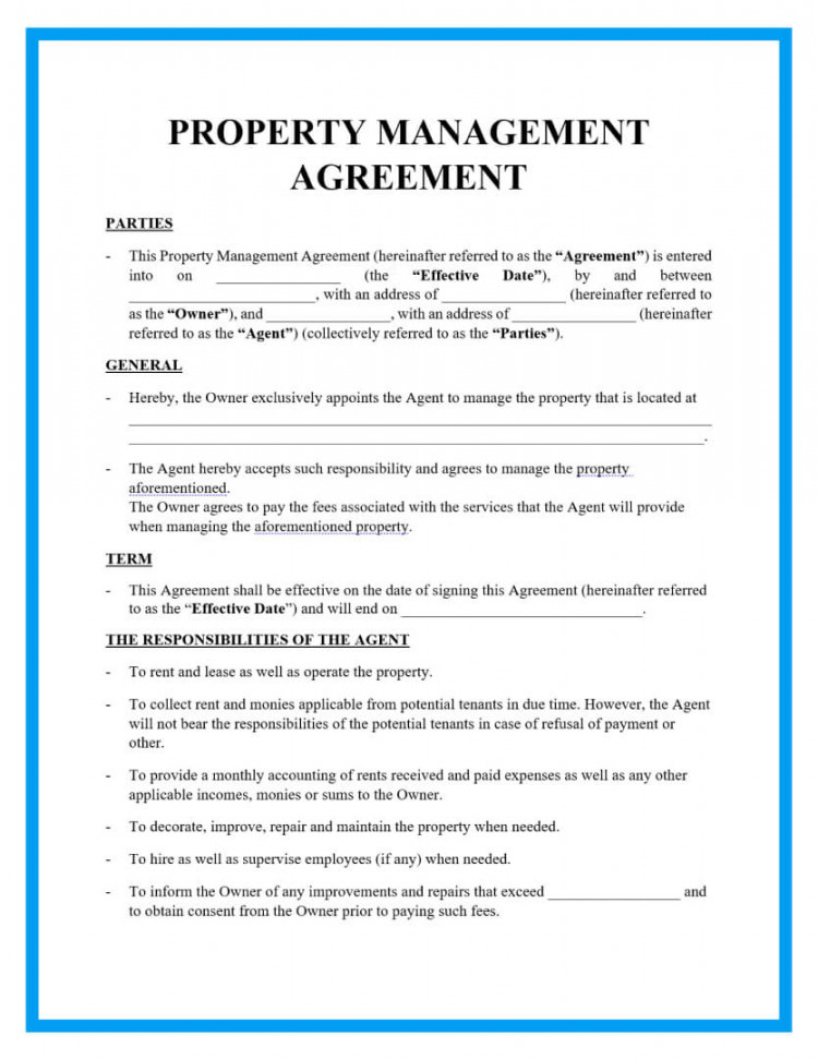 Free Property Management Agreement Form and Template