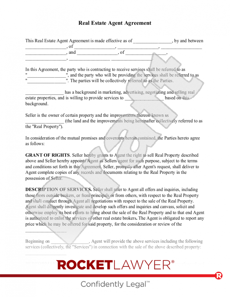 Free Real Estate Agent Agreement Template - Rocket Lawyer