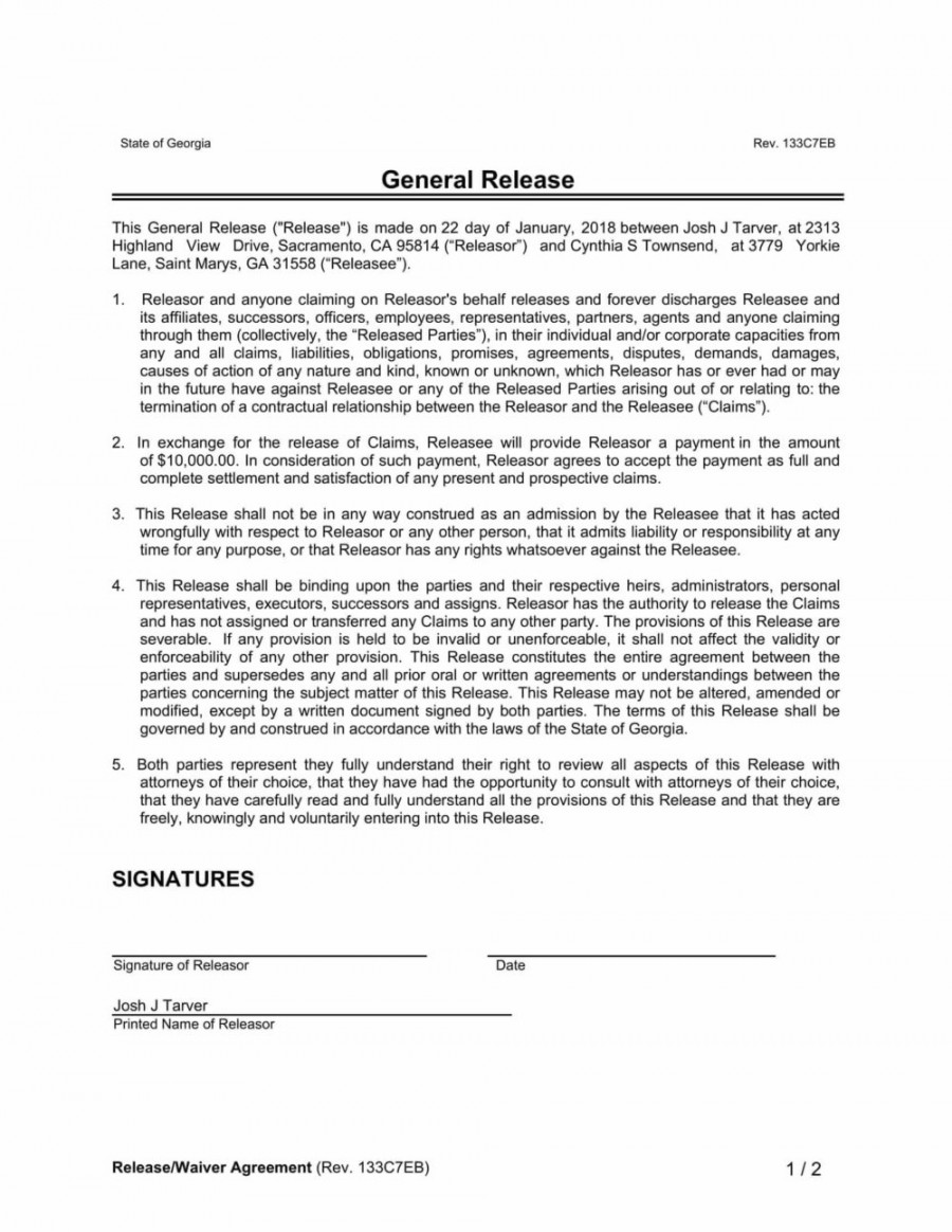 Free Release of Liability (Waiver) Form  Legal Templates