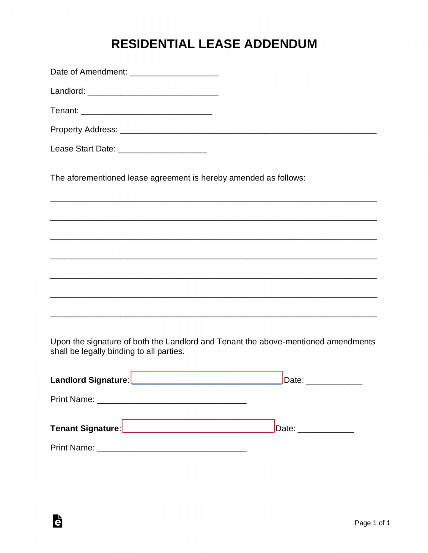 Free Residential Lease Addendum Template - PDF  Word – eForms