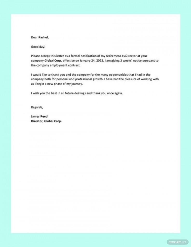 FREE Retirement Letter Template - Download in Word, Google Docs