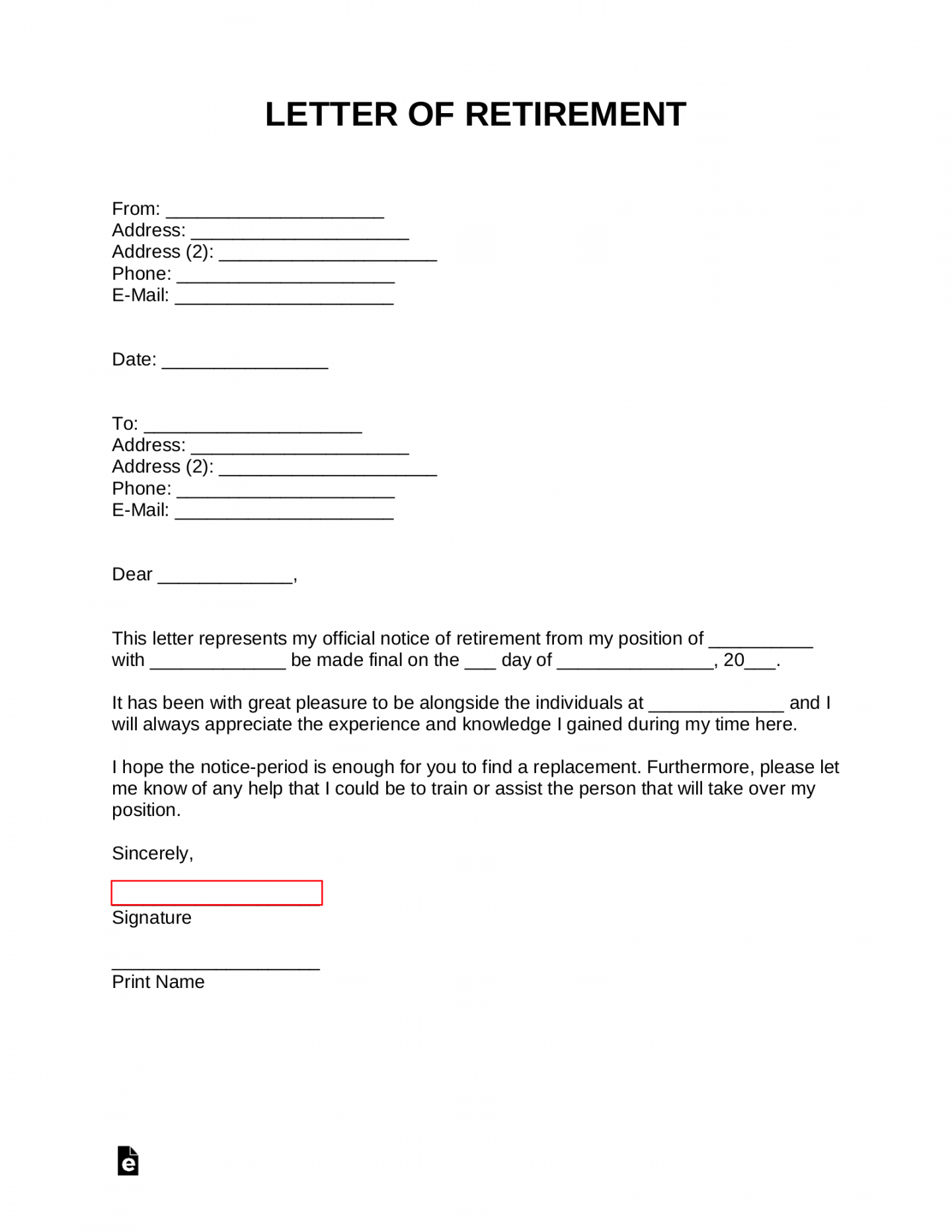 Free Retirement Letter Template - with Samples - PDF  Word – eForms