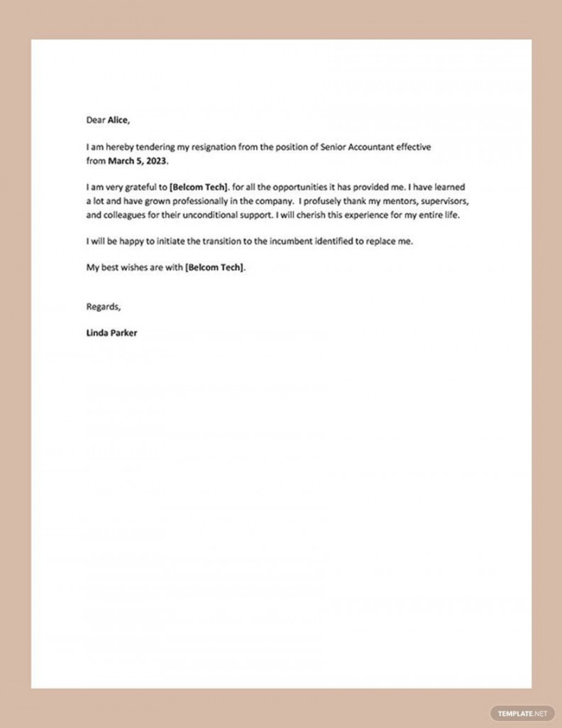 Free Simple Resignation Letter - Download in Word, Google Docs